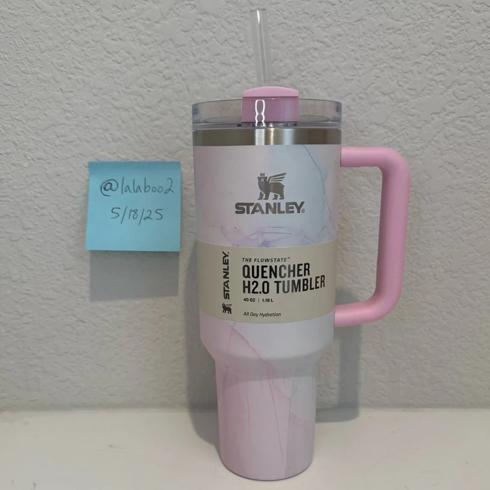 Stanley Watercolor Tulle Pink 40 oz Tumbler Water Cup Quencher H2.0 FlowState - Picture 1 of 10